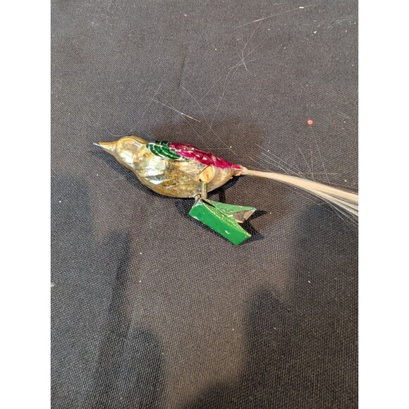 Vintage Glass Bird Clip-On Christmas Ornaments with Spun Glass Tails Set of 3 - Picture 7 of 7